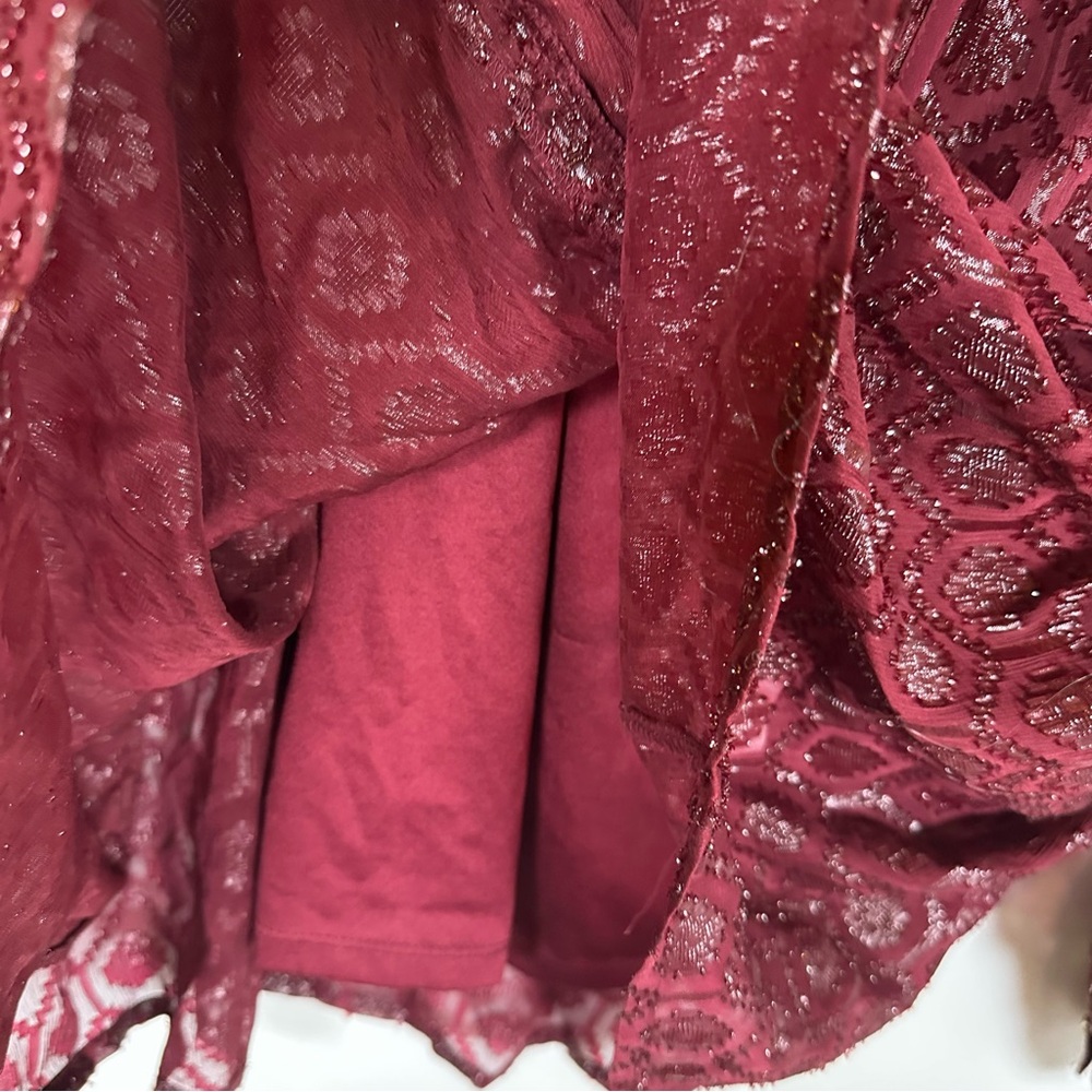 Liz Claiborne 2 Piece Geometric Lace Blouse Set Burgundy Women's 2X Plus Size - Picture 14 of 16